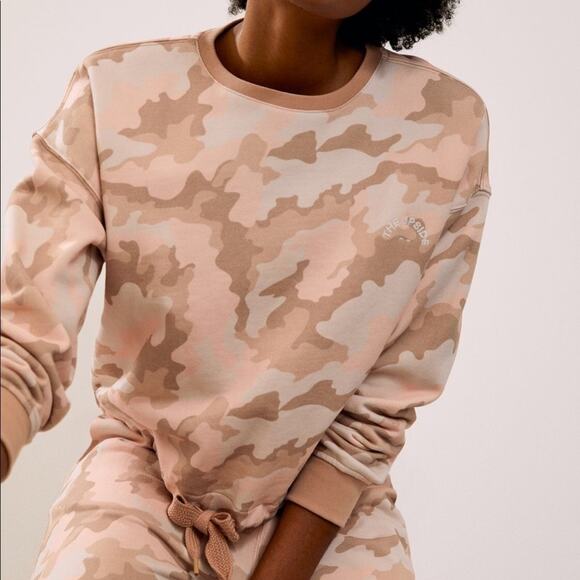 Anthropologie x The Upside Alena Drawstring Crew Sweatshirt Neutral & Pink NEW - Picture 10 of 11